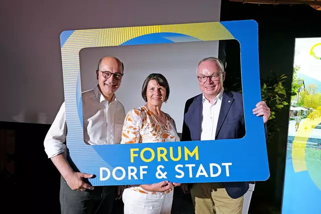 Gemeindebund-Präs. Johannes Pressl, Obfrau des Vereins Dorf- und Stadterneuerung Maria Forstner und LH-Stv. Stephan Pernkop | Foto: Benjamin Wald