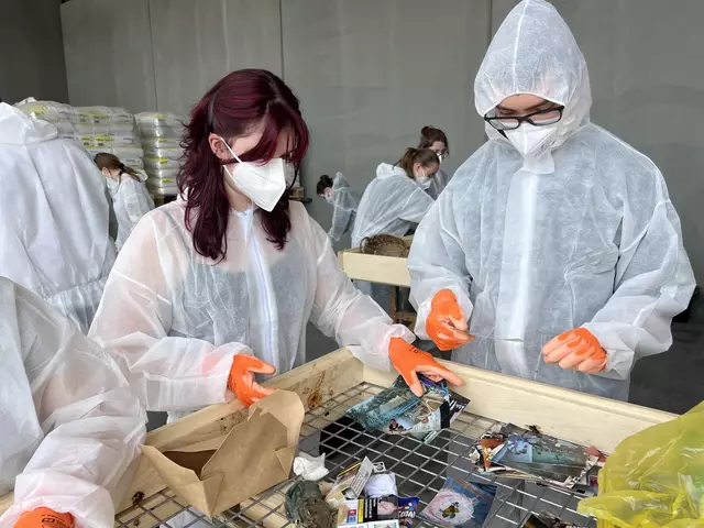 Auf eigens angefertigten Sortiergittern wurden die Abfälle der Restmülltonnen in Kleinmengen analysiert und nach der Verwiegung der Mengen ihrer richtigen Entsorgung zugeführt | Foto: GV Krems