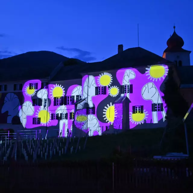 Die "Reisenbauer-Sonnen" auf der Stiftsfassade