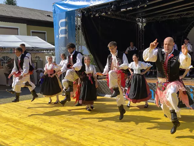 Schwungvoller Auftritt der TänzerInnen der Tamburica Uzlop