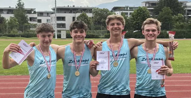 Die erfolgreiche 4x100-Meter-Staffel mit Simon Gusenbauer (r.) aus Pregarten. | Foto: Udo Frizzi