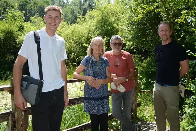 "Hofübergabe" in der Filz: David Prix, Maria Ringler, Otto Leiner und Felix Lassacher (v.l.). | Foto: Veronika Spielbichler