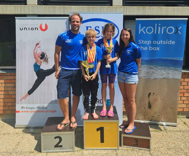 v.l.: Theodor Gettinger und Emily Hönig zeigten beim Wettkampf mit herausragendem Talent auf. | Foto: Schwimmunion Neusiedl
