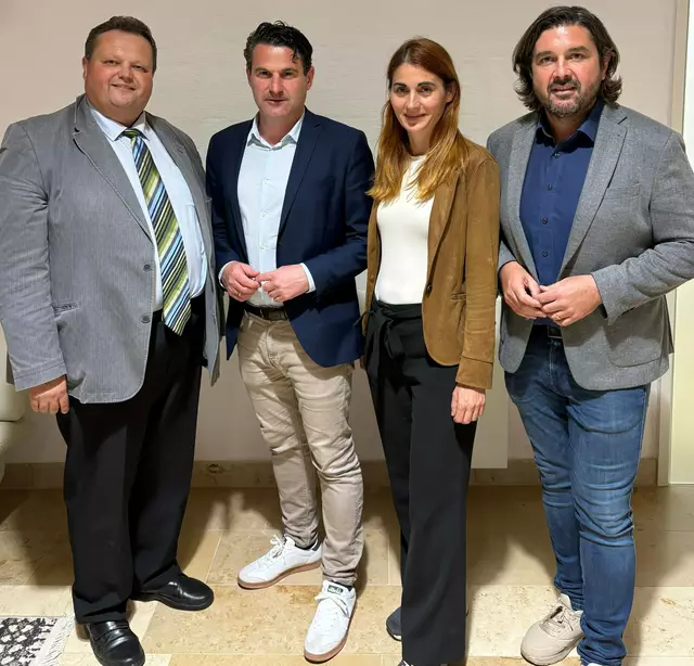 Die Spitzenfunktionäre der Volkspartei Burgenland touren durch die Bezirke: Bernd Strobl, Christoph Zarits, Carina Laschober-Luif, Hans Unger | Foto: ÖVP Burgenland