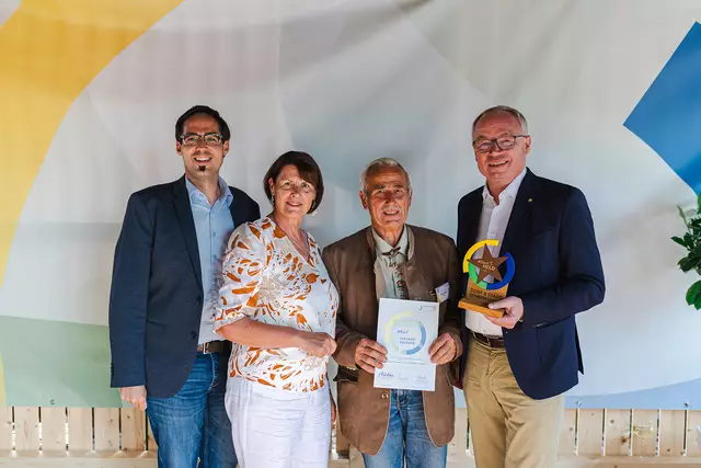 Bürgermeister David Süß, Maria Forstner, Gerhard Sautner und Stephan Pernkopf. | Foto: Benjamin Wald