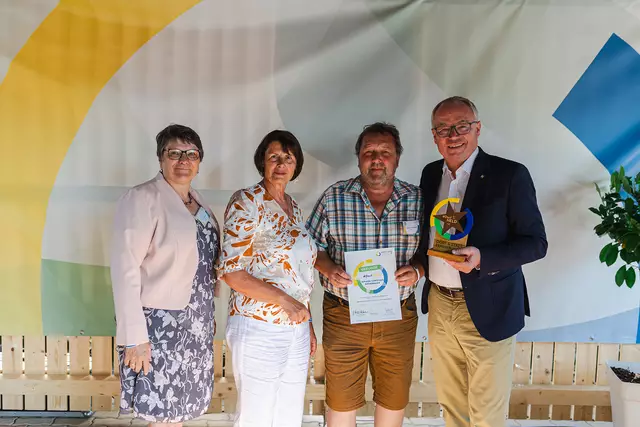 Vizebürgermeisterin Eva Houschko, Maria Forstner, Johann Christian Biedermann und Stephan Pernkopf. | Foto: Benjamin Wald
