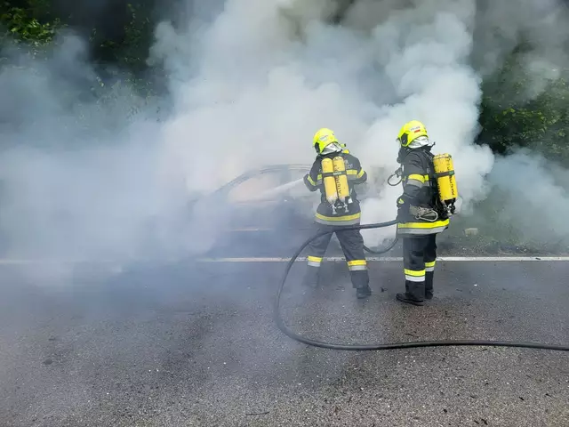 Auf der B94 stand ein Pkw in Flammen.  | Foto: Freiwillige Feuerwehr Glanegg - Maria Feicht