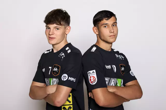 Mit Paul Hinterreiter (li.) und Adrian Edegger sind zwei Spieler von HIB Graz zur Sportunion Leoben gewechselt. | Foto: GEPA pictures