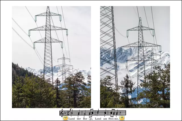Bild 15: Stromautobahnen mit über 80 m hohen Masten scheinen niemand mehr zu stören, weil wir alle Strom benötigen. Stellt sich nur die Frage warum Windräder (erzeugen schließlich auch Strom) als landschaftsstörend in Tirol abgelehnt werden? | Foto: © Ing. Günter Kramarcsik