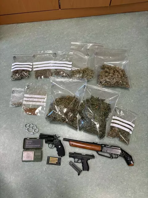 Cannabisblüten sowie eine verbotene Waffe wurden bei der Hausdurchsuchung sichergestellt. | Foto: Polizei Salzburg