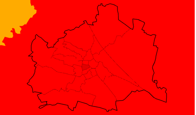 Laut UWZ ist die Unwettergefahr in Wien aktuell auf Stufe rot - also starkes Unwetter. | Foto: Screenshot/Uwz.at
