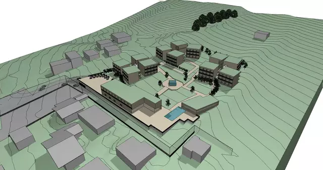 Die Bürgerinitiative "Stimme für Going" hat eine Visualisierung des geplanten Hotelprojekts in Auftrag gegeben. | Foto: Bürgerinitiative "Stimme für Going" (Visualisierung)