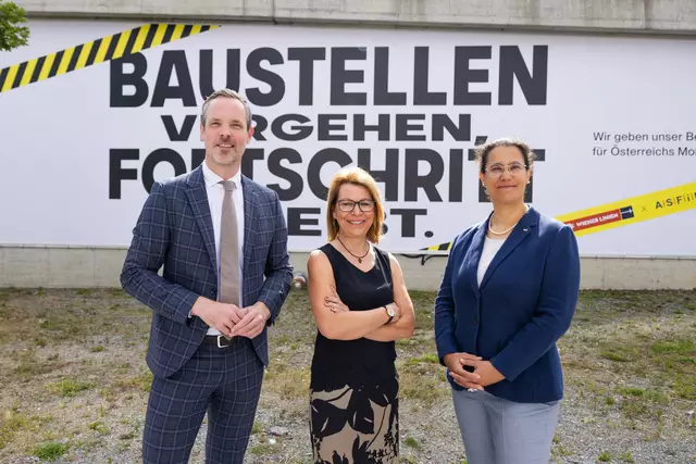 (v.l.n.r.): Hartwig Hufnagl, Vorstand der ASFINAG, Alexandra Reinagl, Vorsitzende der Geschäftsführung der Wiener Linien, Judith Engel, Vorständin der ÖBB-Infrastruktur AG.
 | Foto: Wiener Linien/Maximilian Döringer