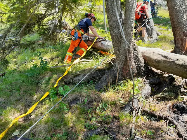 Beim Erkundungsflug mit der Wärmebilddrohne stellte sich heraus, dass an der Ausbruchsstelle noch Glutnester vorhanden waren, die nur von Hand gelöscht werden konnten. | Foto: Gernot Neumann/BFVLE Leoben