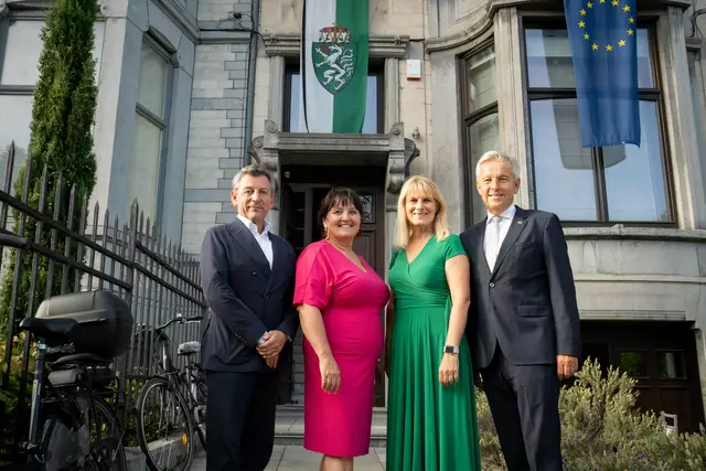Steiermark-Abend in Brüssel: Botschafter Jürgen Meindl, LH-Stv. Manuela Khom und die Mitglieder des Europäischen Parlamentes Elisabeth Grossmann und Reinhold Lopatka | Foto: Land Steiermark