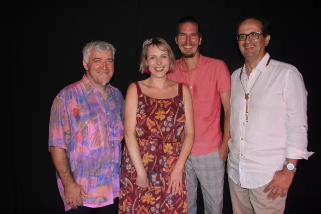 Christoph Pfeiffer, Iris O'Connor, Bernd Kohlhofer und Werner Reiter (v.l.) gastierten in Schlagers Kaffeewirtshaus Birkfeld. | Foto: MeinBezirk/Hofmüller
