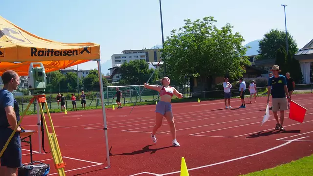 Sophia Insam schleuderte den Speer auf 34,44 Meter und belegte damit Rang drei. | Foto: Witting