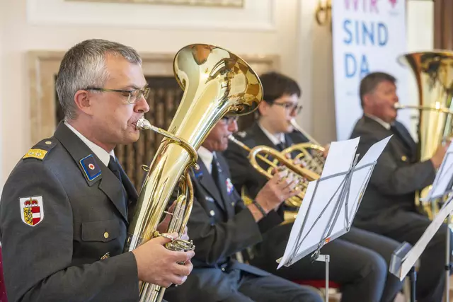 Die Generalversammlung wurde feierlich vom Quartett der Rotkreuz-Musik Lungau musikalisch umrahmt. | Foto: (c) wildbild, Rotes Kreuz Salzburg