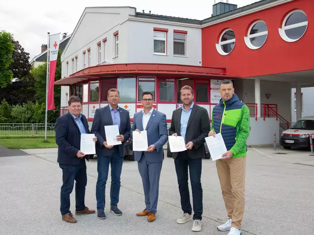 Bürgermeister Georg Ertl, Bürgermeister Josef Berger, Bürgermeister Patrick Strobl, Bürgermeister Martin Berger und Bürgermeister Thomas Vasku | Foto: Stadtgemeinde Melk / Constanze Schedlmayer