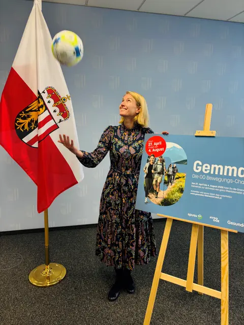 Gesundheitslandesrätin Christine Haberlander freut sich über eine positive Zwischenbilanz der Bewegungschallenge "Gemma". | Foto: Land OÖ
