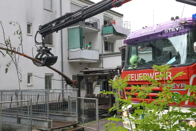 Ein Baum samt Wurzelstock blockierte ein kleines Wasserkraftwerk im Welser Stadtteil Lichtenegg. | Foto: laumat.at