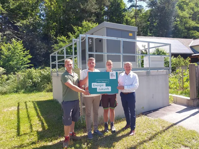Netz NÖ Techniker Michael Hagmann, Leiter der Netzregion Waldviertel Walter Trachsler, Netz NÖ Technikerin Johanna Sainitzer und Bürgermeister Josef Ramharter (v.l.) vor dem Trafo | Foto: Netz NÖ