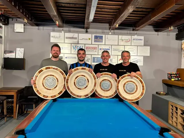 Die Sieger der diesjährigen Saustalltrophy v.l.n.r. Clemens Schober und Tobias Musil (Champions League - BC Saustall Fieberbrunn) und Reini Diaz und Thomas Berger (Amateur League - 1. PBC Salzburg-Wals) | Foto: BC Saustall Fieberbrunn