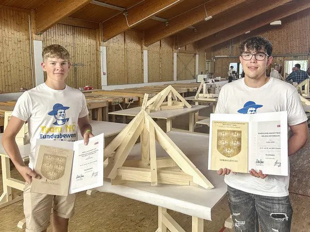 Bundeslehrlingswettbewerb der Zimmerer, v.l.n.r. Jonas Schierl und Lukas Löfler | Foto: Graf-Holztechnik