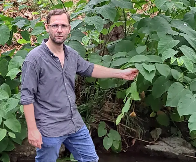 Bezirksrat Stephan Steinbach (Neos) am Liesingbach. | Foto: Neos