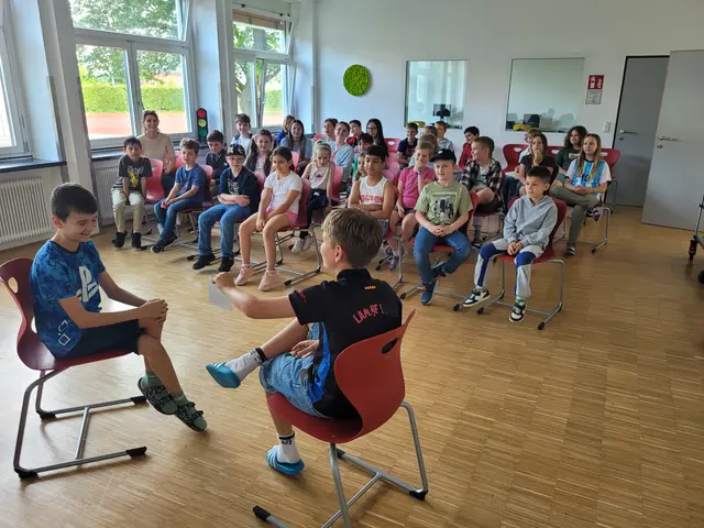 Die Schüler des Rieder Gymnasiums performen ihre Sketche für das Publikum aus der Volksschule 1 | Foto: Gymnasium Ried