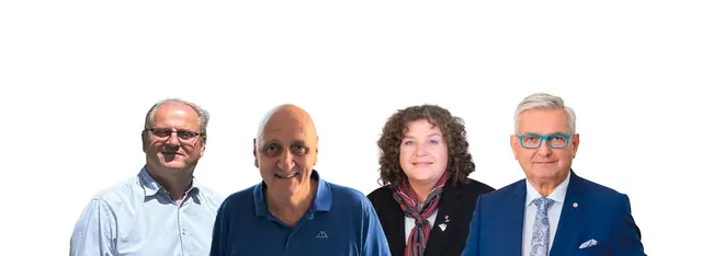 Die Bürgermeisterin von Atzenbrugg (2.v.re.) mit den Bürgermeistern von Sitzenberg-Reidling, Erwin Häusler, Sieghartskirchen, Gerald Höchtel und Alfred Riedl von der Marktgemeinde Grafenwörth landeten alle mit ihren Gemeinden im Bonitätsränking in den Top 250. | Foto: Edlinger, MG Atzenbrugg/Grafenwörth/Kollage: Wolfram