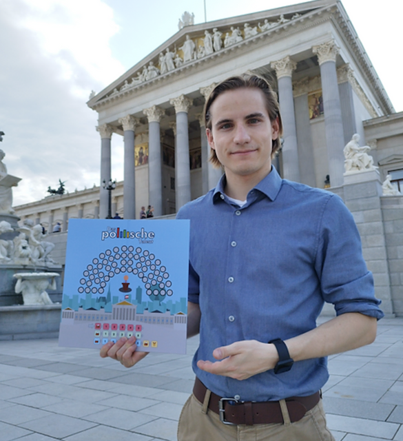 Lukas Huemer aus Waidhofen/Ybbs enwickelte das Brettspiel "Das politische Talent". | Foto: Huemer