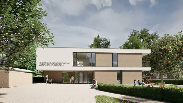 Der Kindergarten wird barrierefrei gestaltet. Die bestehenden großzügigen Außenanlagen bleiben erhalten. | Foto: Architekturbüro hm architekten zt gmbh