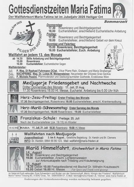 Info, Maria Fatima Friedenskirche, Gnas