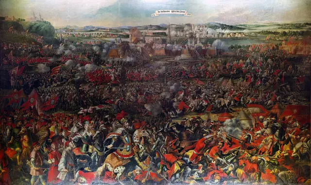 Im Jahr 1652 kam es bei Tyrnau zu einem Kampf gegen die Türken. Auch der Graf kämpfte in dieser Schlacht. | Foto: Anonymer, zeitgenössischer Maler, Public domain, via Wikimedia Commons