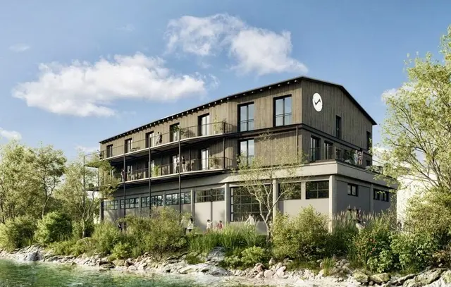 Das Mitarbeiter-Aparthotel wird auf die Busgarage der Planai-Hochwurzen-Bahnen hinauf gebaut. | Foto: Pilz und Partner