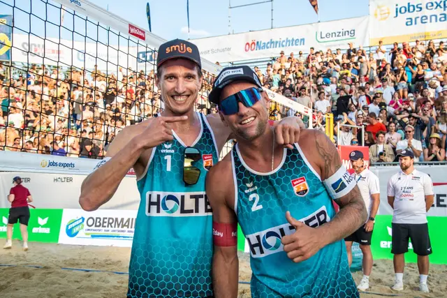 Österreichs Vertreter bei den Olympischen Spielen in Paris 2024, Julian Hörl (links) und Alexander Horst gewinnen Silber am Attersee. | Foto: ÖVV-Nepel