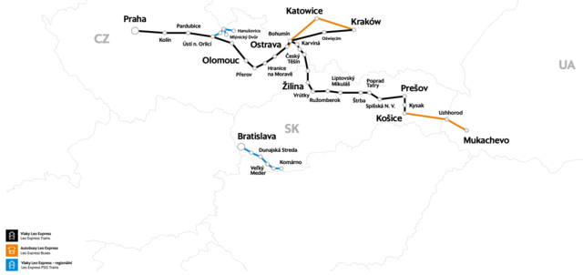 Das bisherige Streckennetz von Leo Express. | Foto: Screenshot Leo Express