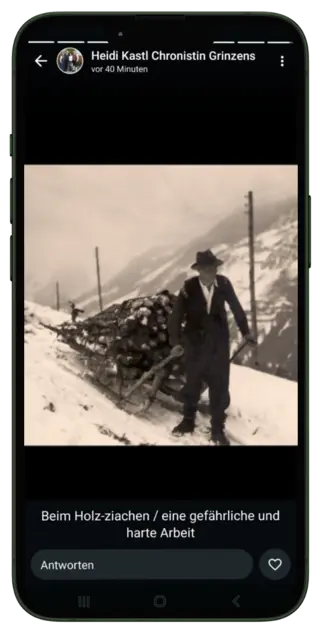 Nur eines von historischen Bildern, die die Chronistin mithilfe neuer Möglichkeiten "sichtbar" macht. | Foto: Chronik Gemeinde Grinzens