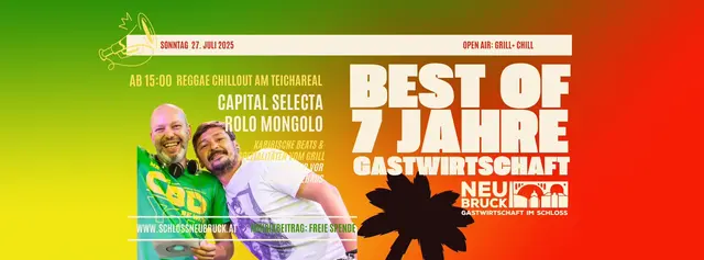 Capital Selecta und Rolo Mongolo sorgen mit Reggae Vibes am Teich beim Alten Kesselhaus in Neubruck für karibisches Flair. | Foto: Gastwirtschaft Neubruck
