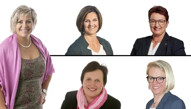 Von links: Daniela Durstberger, Maria Hagenauer & Doris Leitner (oben), Karin Kampelmüller und Katharina Kaltenberger (unten). | Foto: Gemeinde; ÖVP; Hermann Wakolbinger