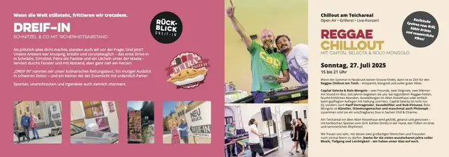 Capital Selecta und Rolo Mongolo sorgen mit Reggae Vibes am Teich beim Alten Kesselhaus in Neubruck für karibisches Flair. | Foto: Gastwirtschaft Neubruck