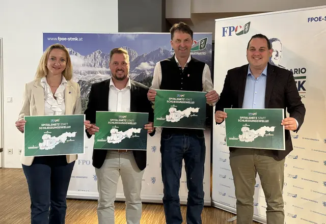 Stellten "Plan B" erstmals im Bezirk Liezen vor: Landtagsabgeordnete Eva Maria Kroismayr-Baier, Klubobmann Marco Triller, Nationalratsabgeordneter Albert Royer sowie Klubobmann-Stellvertreter Philipp Könighofer | Foto: Schneeberger