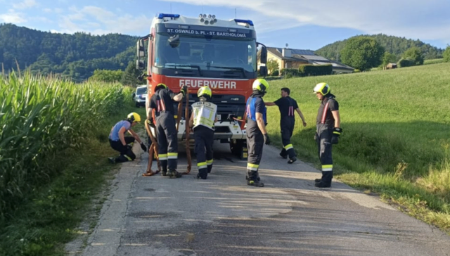 Am Donnerstag wurde die Freiwillige Feuerwehr St. Oswald – St. Bartholomä zu einem technischen Einsatz in Thal alarmiert. | Foto: FF St. Oswald – St. Bartholomä 