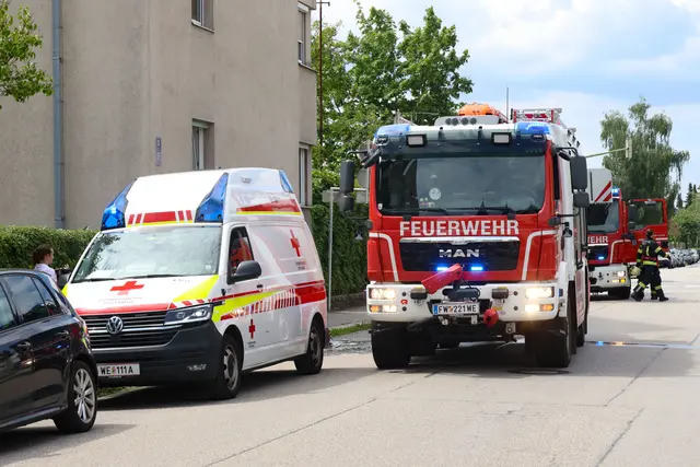Großeinsatz der Einsatzkräfte in Wels-Neustadt. Ein vermeintliches Feuer stellte sich als angebranntes Essen heraus. | Foto: laumat.at