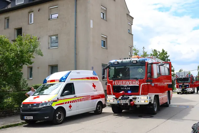 Großeinsatz der Einsatzkräfte in Wels-Neustadt. Ein vermeintliches Feuer stellte sich als angebranntes Essen heraus. | Foto: laumat.at