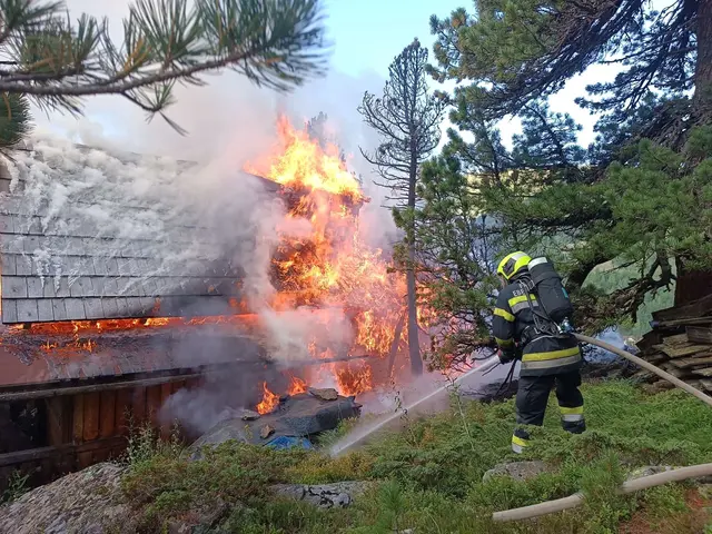 Eine Hütte stand in Flammen. | Foto: Feuerwehren Stadl a. Mur und Feuerwehr Ebene Reichenau