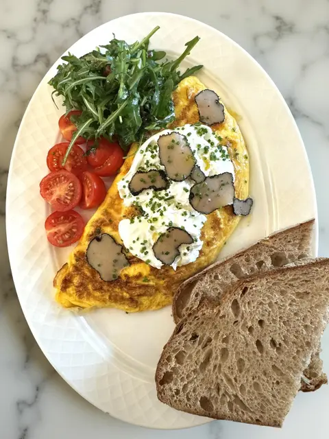 Etwas Ausgefallenes: Omelette mit Trüffeln und Stracciatella. | Foto: Café Florianihof