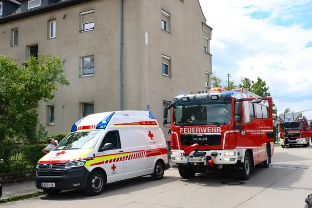Großeinsatz der Einsatzkräfte in Wels-Neustadt. Ein vermeintliches Feuer stellte sich als angebranntes Essen heraus. | Foto: laumat.at