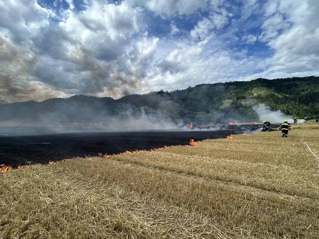 Das anfängliche Feuer entwickelte sich schnell zu einem großen Flächenbrand.  | Foto: Feuerwehr Völkermarkt